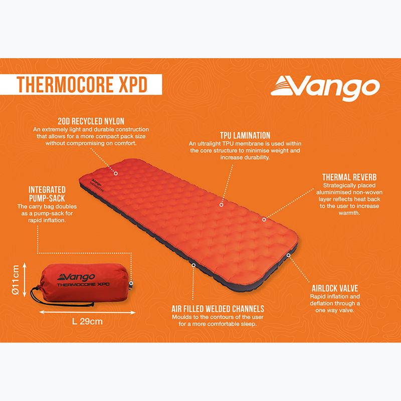 Materac dmuchany Vango Thermocore XPD rocket red 10