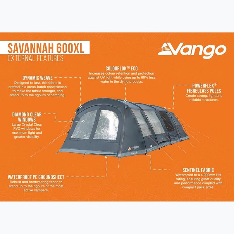 Namiot kempingowy 6-osobowy Vango Savannah 600XL deep blue 9