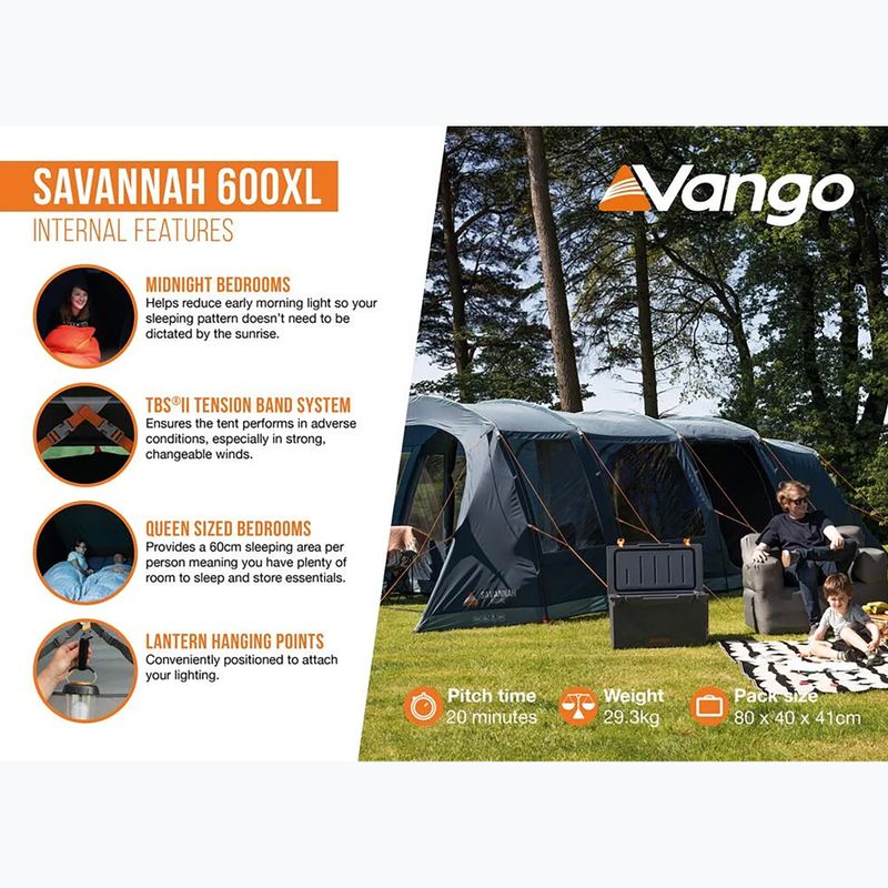 Namiot kempingowy 6-osobowy Vango Savannah 600XL deep blue 10
