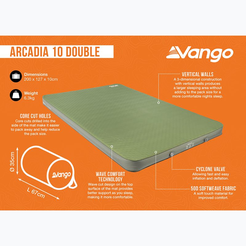 Materac samopompujący Vango Arcadia 10 Double olive 7