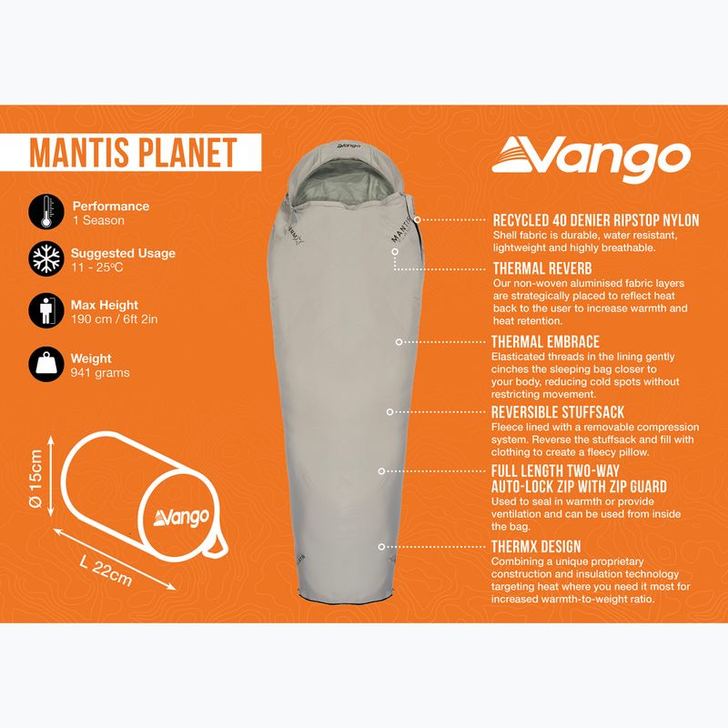 Śpiwór Vango Mantis Planet grey flannel 14