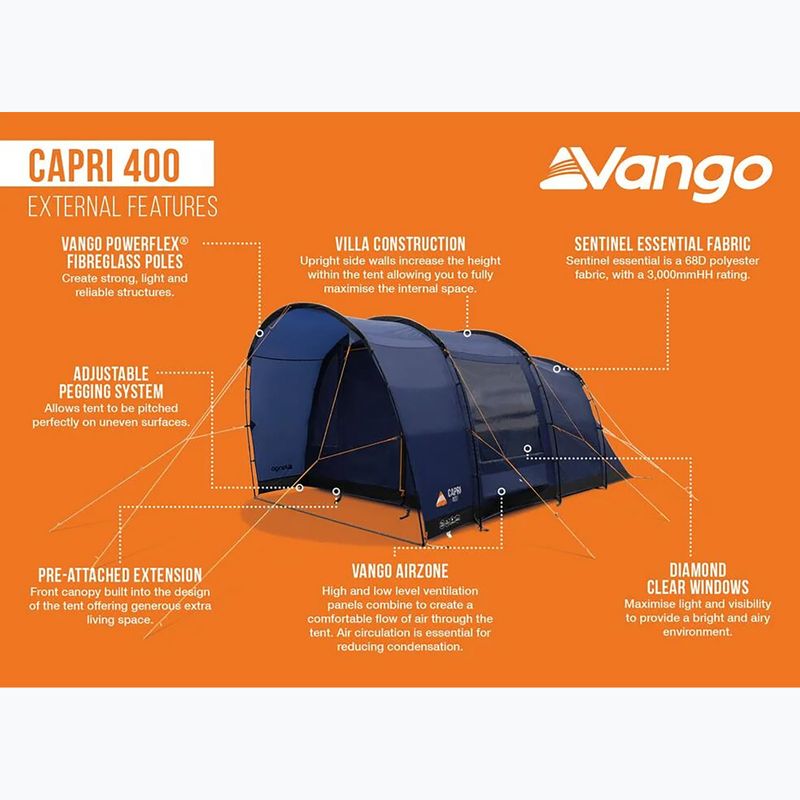 Namiot kempingowy 4-osobowy Vango Capri 400 twilight blue 10