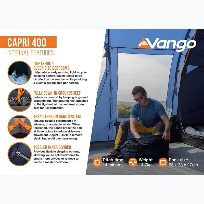 Namiot kempingowy 4-osobowy Vango Capri 400 twilight blue 11