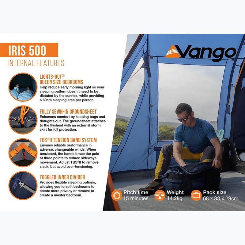 Namiot kempingowy 5-osobowy Vango Iris 500 twilight blue 12