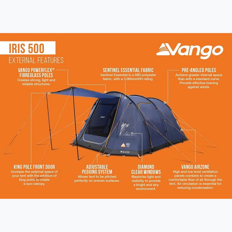Namiot kempingowy 5-osobowy Vango Iris 500 twilight blue 13