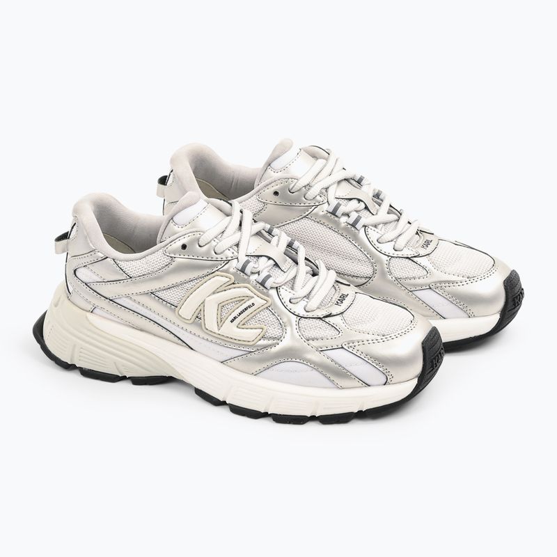 Buty damskie KARL LAGERFELD Orion Sidetrim white leather/textile w/silver 2