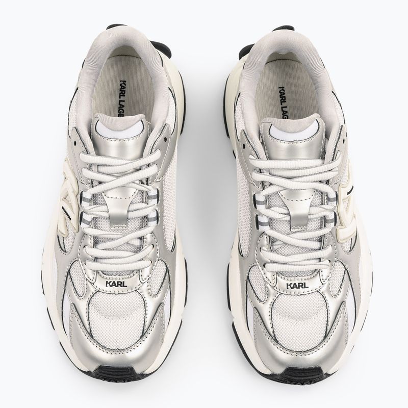 Buty damskie KARL LAGERFELD Orion Sidetrim white leather/textile w/silver 4