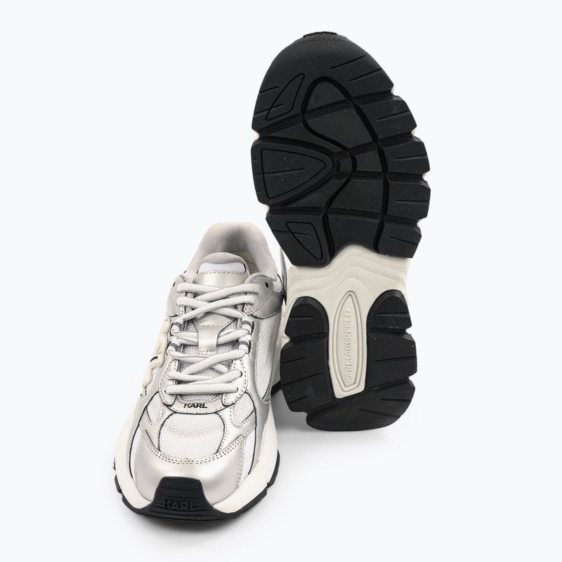 Buty damskie KARL LAGERFELD Orion Sidetrim white leather/textile w/silver 5