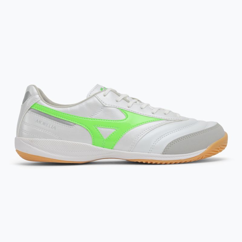 Buty piłkarskie męskie Mizuno Morelia Sala Pro IN white/neon green/galaxy silver 2