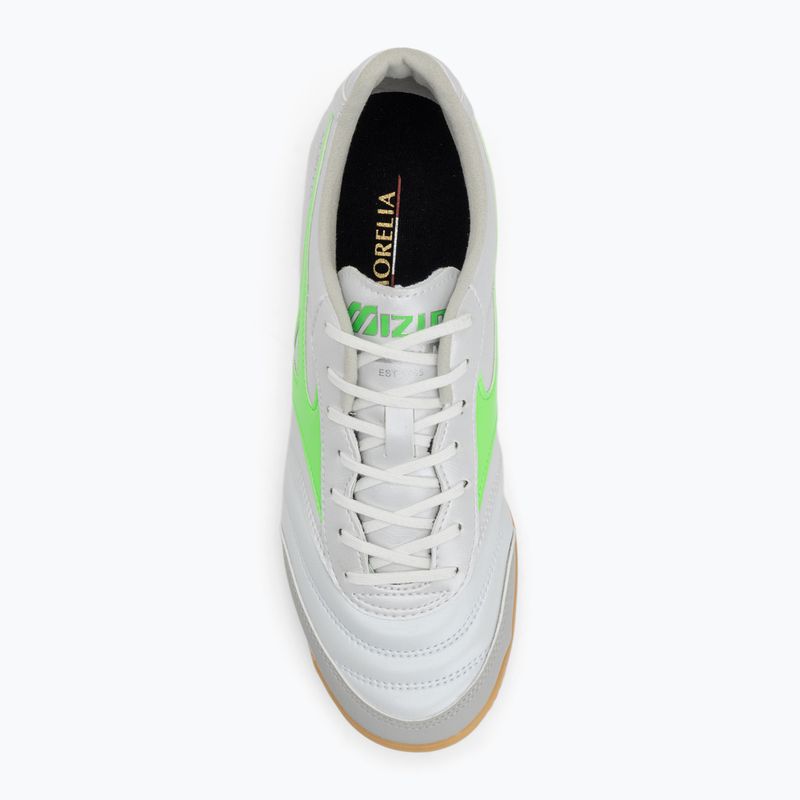 Buty piłkarskie męskie Mizuno Morelia Sala Pro IN white/neon green/galaxy silver 5