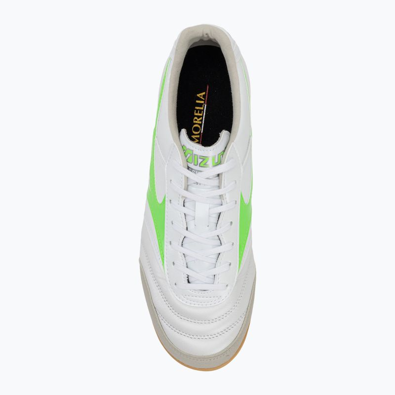 Buty piłkarskie męskie Mizuno Morelia Sala Elite IN white/neon green/galaxy silver 5