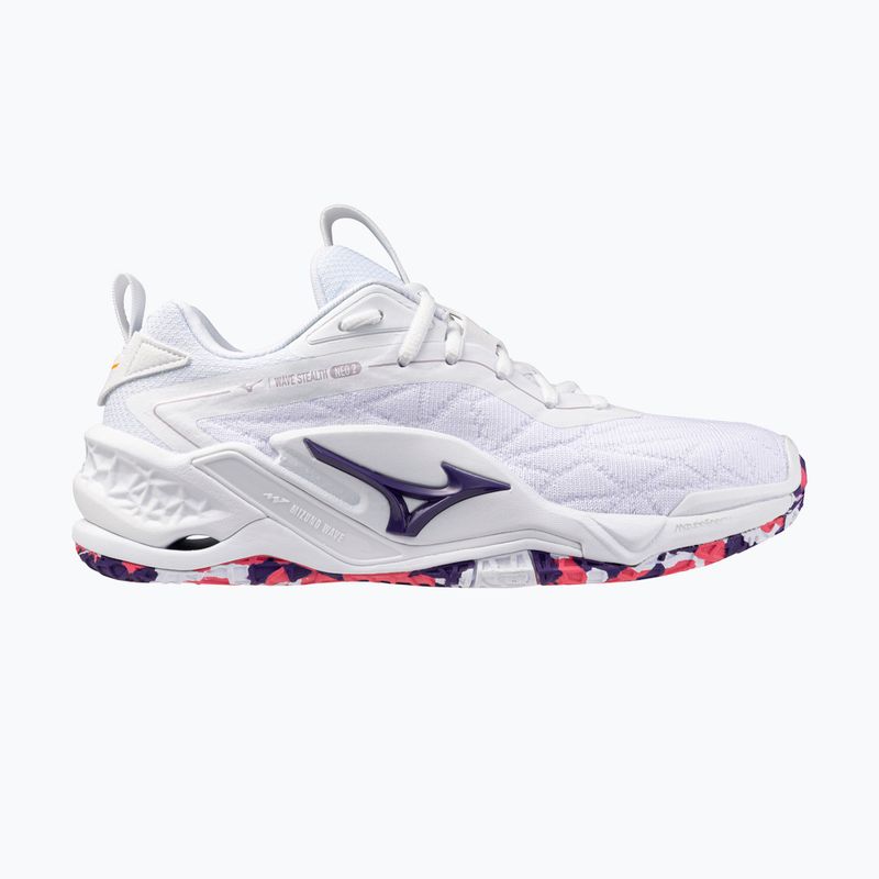 Buty do piłki ręcznej Mizuno Wav Stealth Neo 2 white/violet indigo/camellia rose