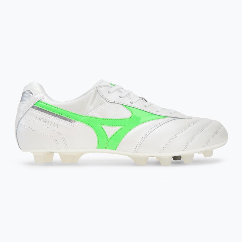 Buty piłkarskie męskie Mizuno Morelia II Japan Md white/neon green/galaxy silver 2