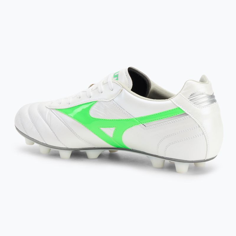 Buty piłkarskie męskie Mizuno Morelia II Elite Md white/neon green/galaxy silver 3