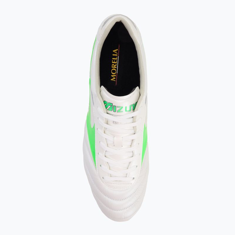 Buty piłkarskie męskie Mizuno Morelia II Elite Md white/neon green/galaxy silver 5