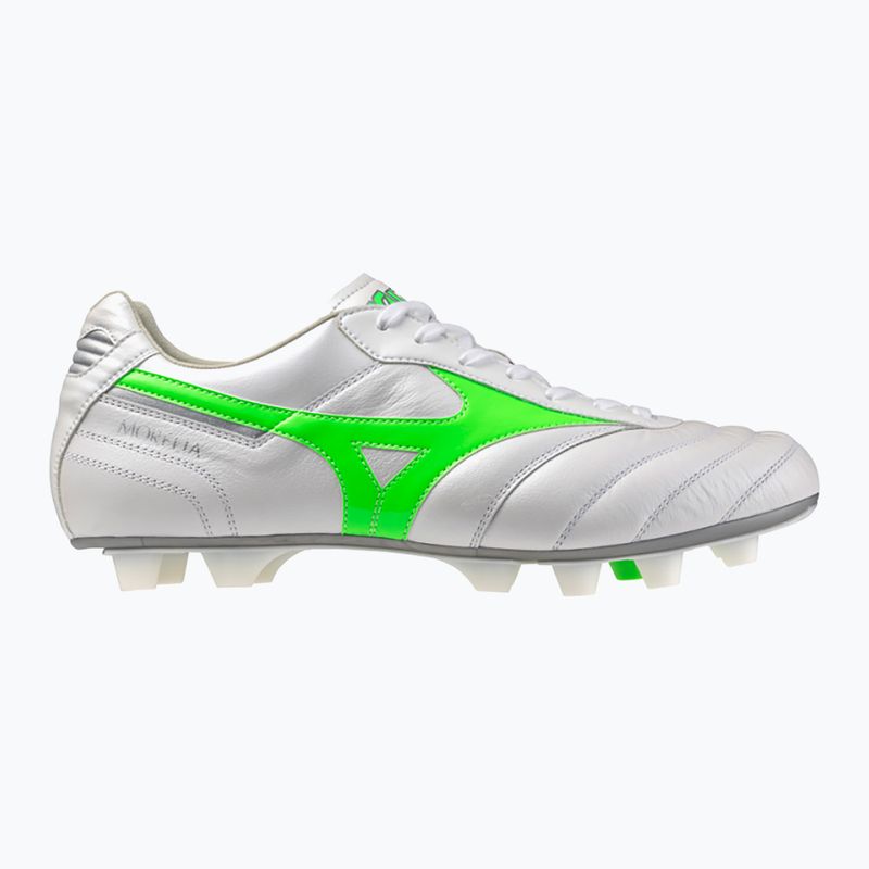 Buty piłkarskie męskie Mizuno Morelia II Elite Md white/neon green/galaxy silver 8