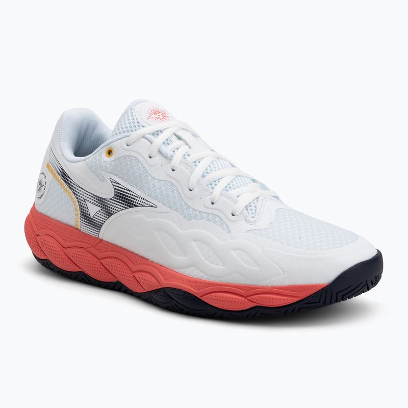 Buty do tenisa męskie Mizuno Wave Enforce Court AC white/baritone blue/calypso coral