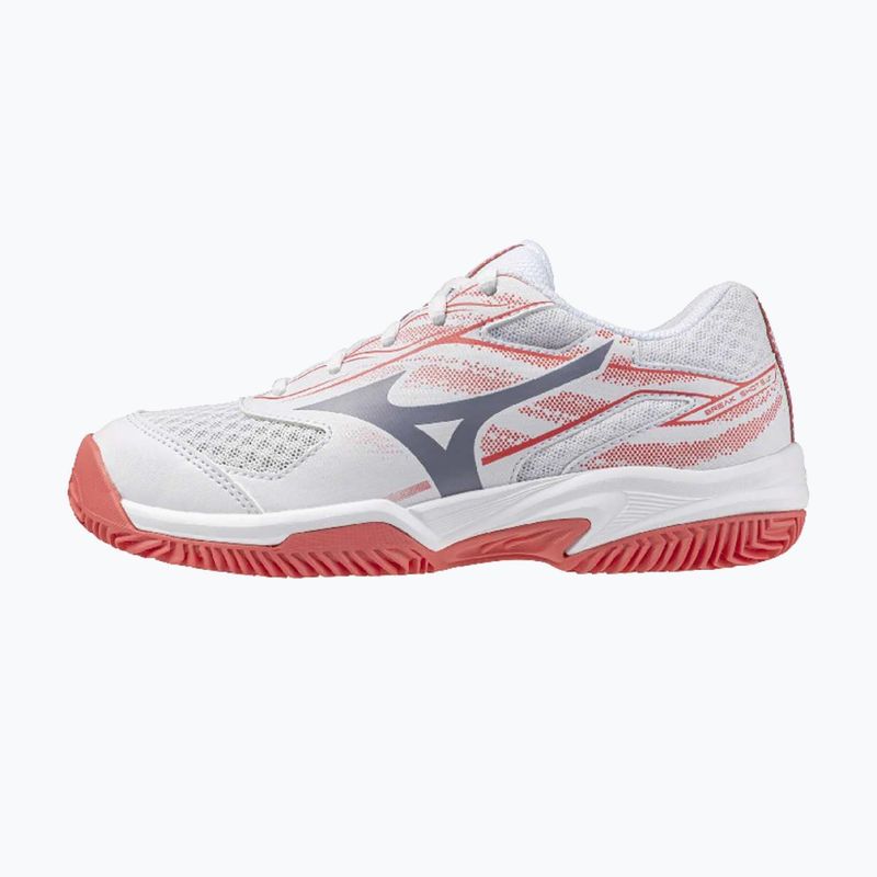 Buty do tenisa dziecięce Mizuno Break Shot 5 Jr CC white/blue granite/calypso coral 8