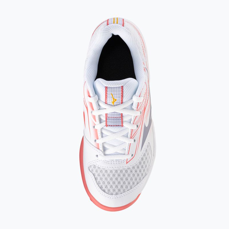 Buty do tenisa dziecięce Mizuno Break Shot 5 Jr CC white/blue granite/calypso coral 11