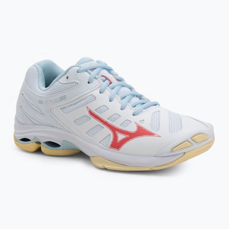 Buty do siatkówki damskie Mizuno Wave Voltage 2 white/calypso coral/pale banan