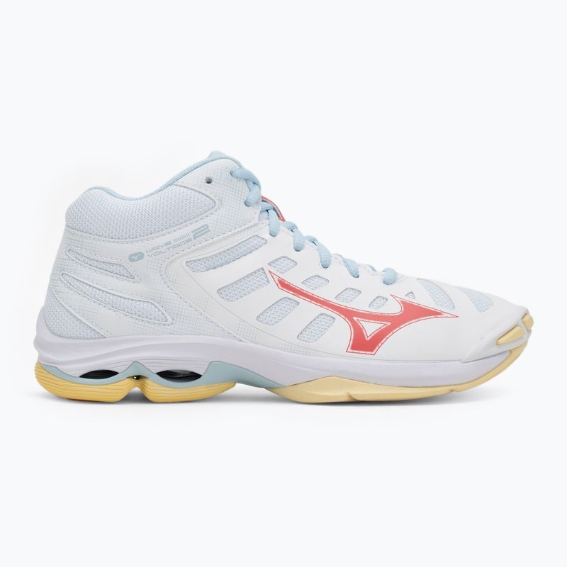 Buty do siatkówki damskie Mizuno Wave Voltage 2 Mid white/calypso coral/pale banan 2