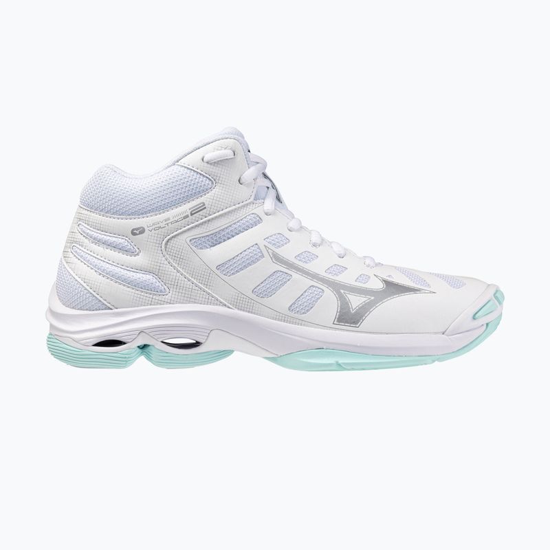 Buty do siatkówki damskie Mizuno Wave Voltage 2 Mid white/blue tint