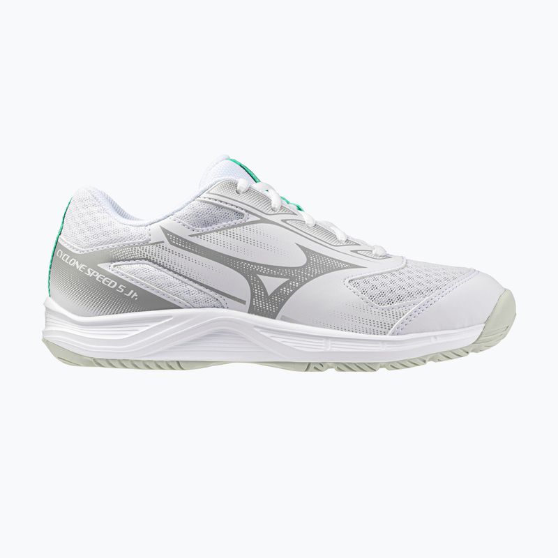 Buty do siatkówki dziecięce Mizuno Cyclone Speed 5 white/black/frozen emerald