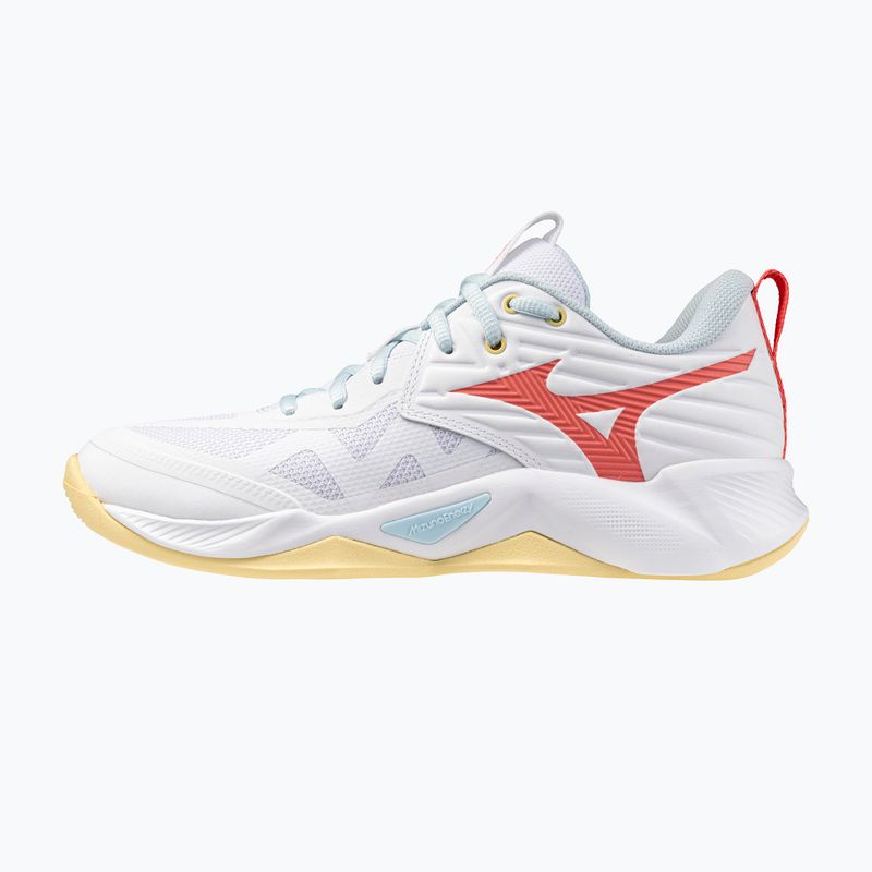 Buty do siatkówki damskie Mizuno Wave Momentum Pro white/calypso coral/pale banan 2
