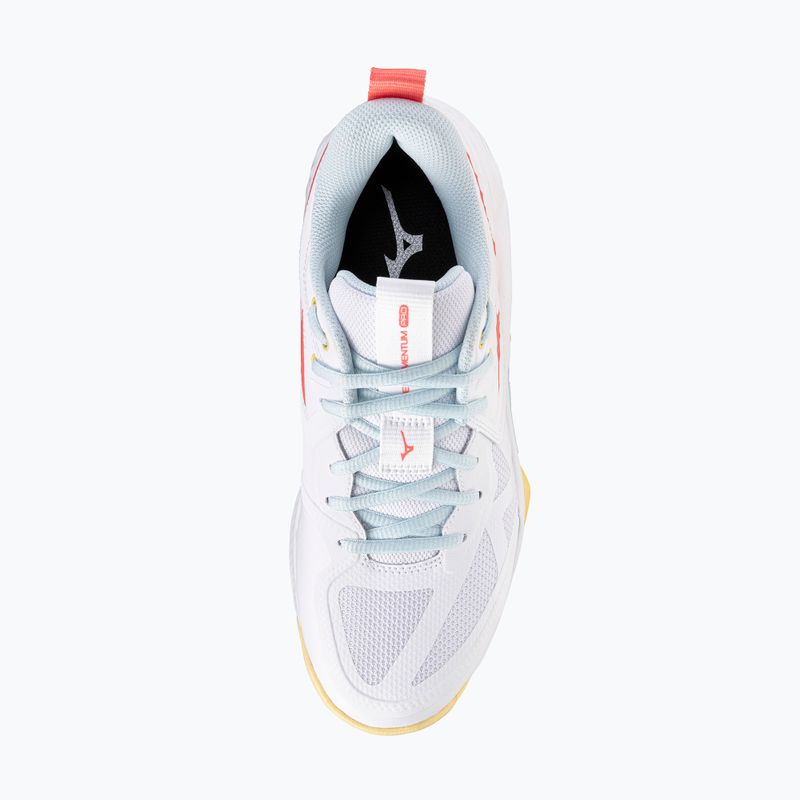 Buty do siatkówki damskie Mizuno Wave Momentum Pro white/calypso coral/pale banan 5