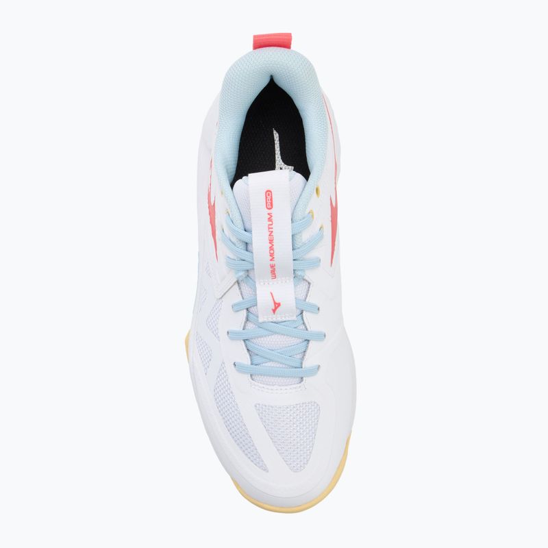 Buty do siatkówki damskie Mizuno Wave Momentum Pro white/calypso coral/pale banan 5