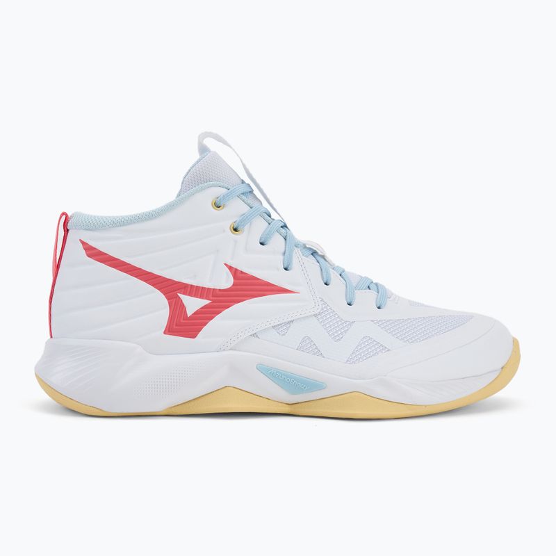 Buty do siatkówki damskie Mizuno Wave Momentum Pro Mid white/calypso coral/pale banan 2