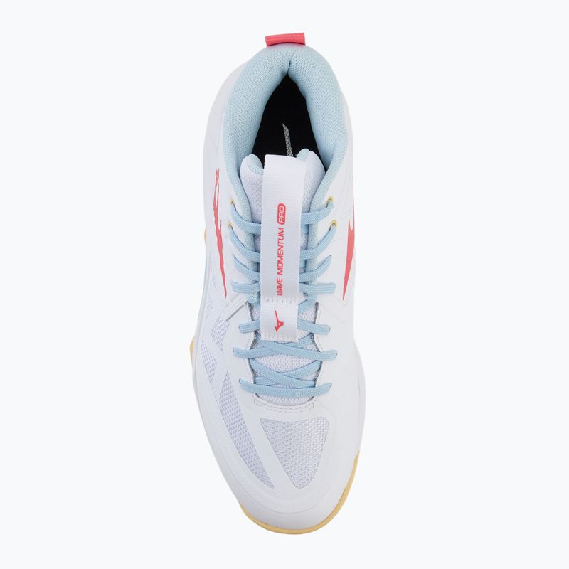 Buty do siatkówki damskie Mizuno Wave Momentum Pro Mid white/calypso coral/pale banan 5