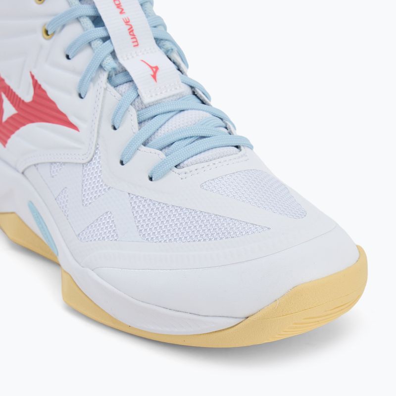 Buty do siatkówki damskie Mizuno Wave Momentum Pro Mid white/calypso coral/pale banan 7