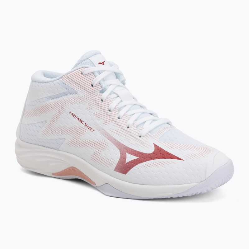 Buty do siatkówki damskie Mizuno Lightning Select Mid white/rose elegance/lava falls