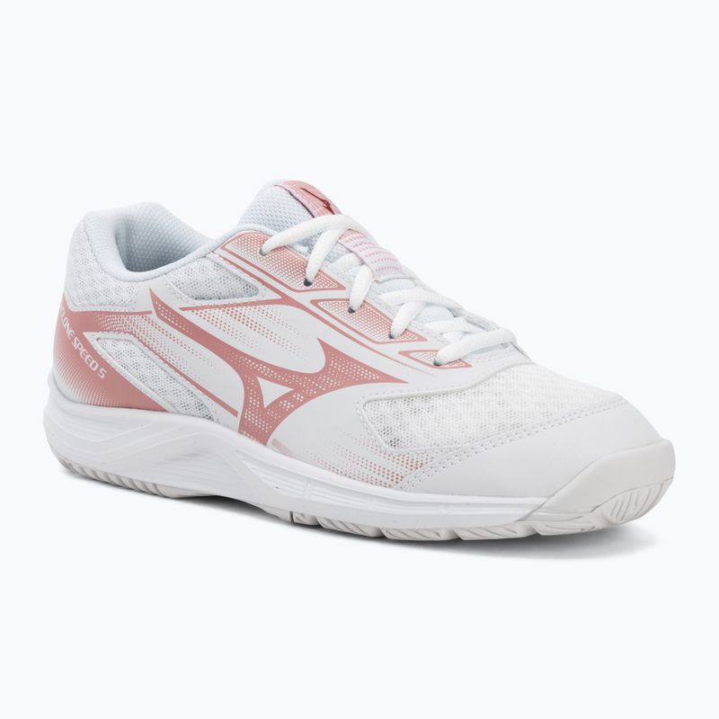 Buty do siatkówki damskie Mizuno Cyclone Speed 5 white/rose elegance/lava falls