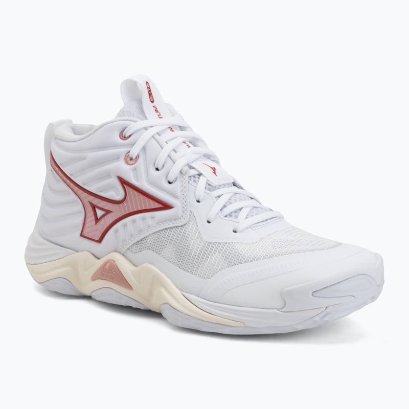 Buty do siatkówki damskie Mizuno Wave Momentum Elite Mid white/rose elegance/lava falls