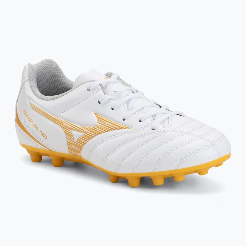 Buty piłkarskie dziecięce Mizuno Monarcida Neo III Select AG white/mp gold