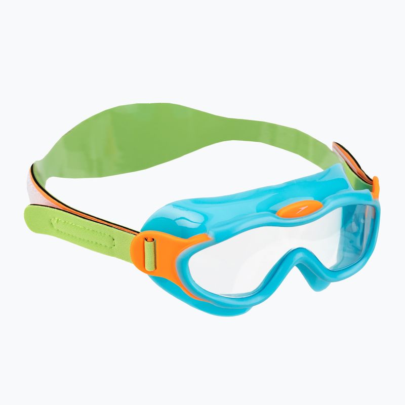 Maska do pływania dziecięca Speedo Sea Squad Mask azure blue/fluo green/fluo orange/clear