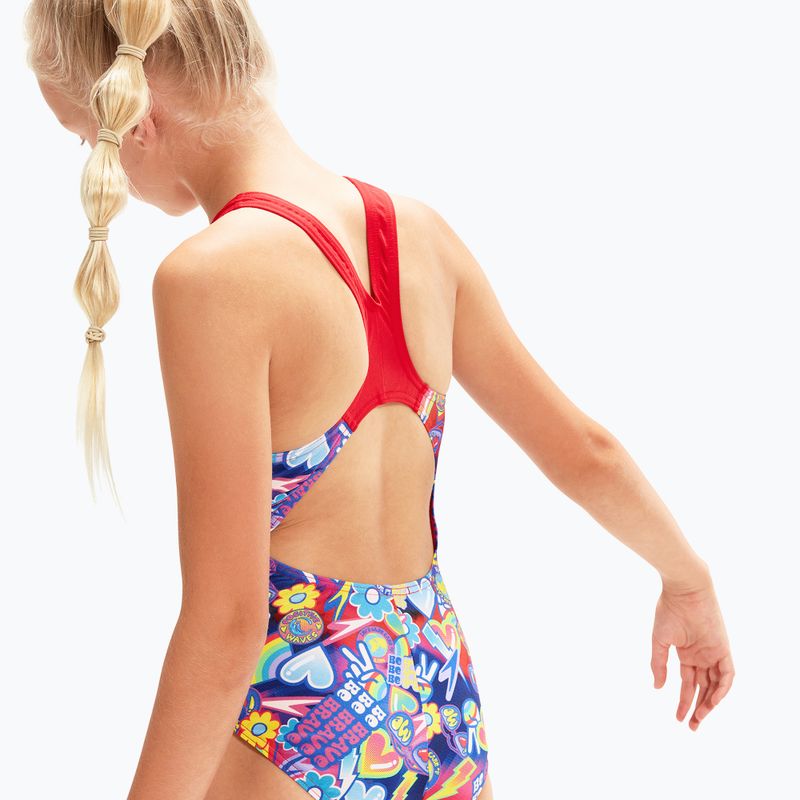 Strój pływacki jednoczęściowy dziecięcy Speedo Digital Allover Splashback tr navy/fed red/blue flame 8