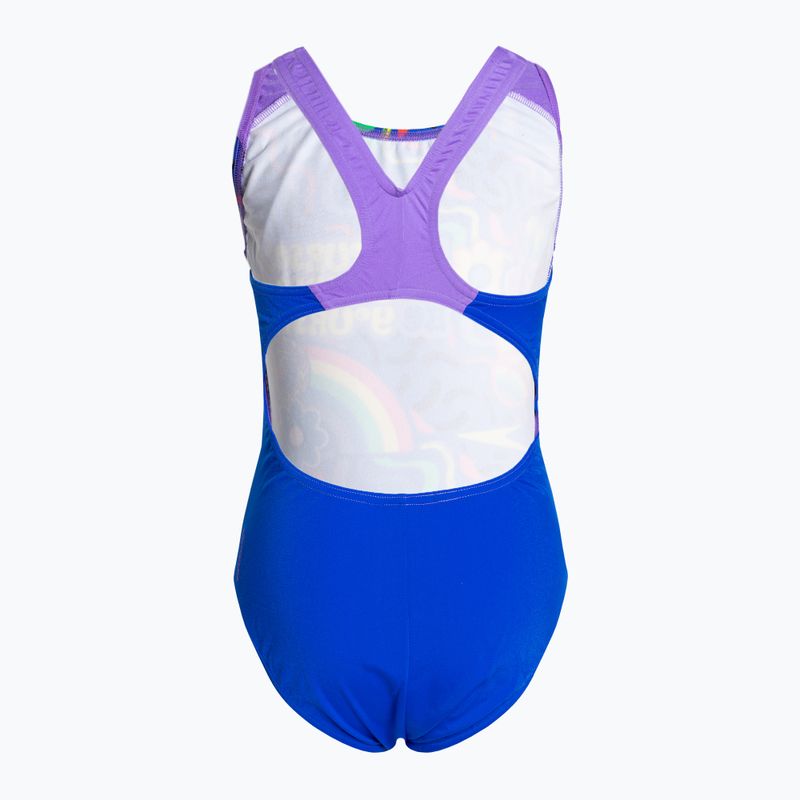 Strój pływacki jednoczęściowy dziecięcy Speedo Digital Placement Splashback blue flame/miami lilac 2
