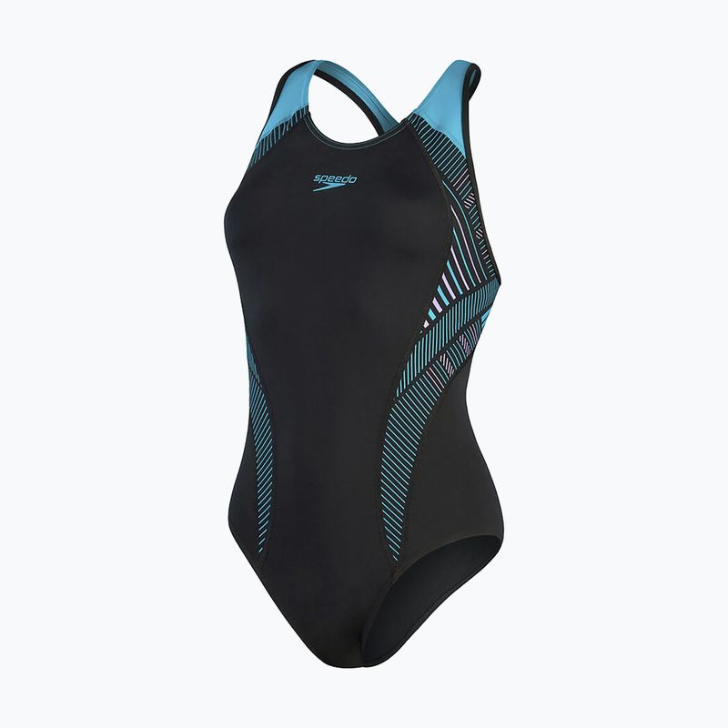 Strój pływacki jednoczęściowy damski Speedo Plastisol Laneback black/aquarium/miami lilac 4