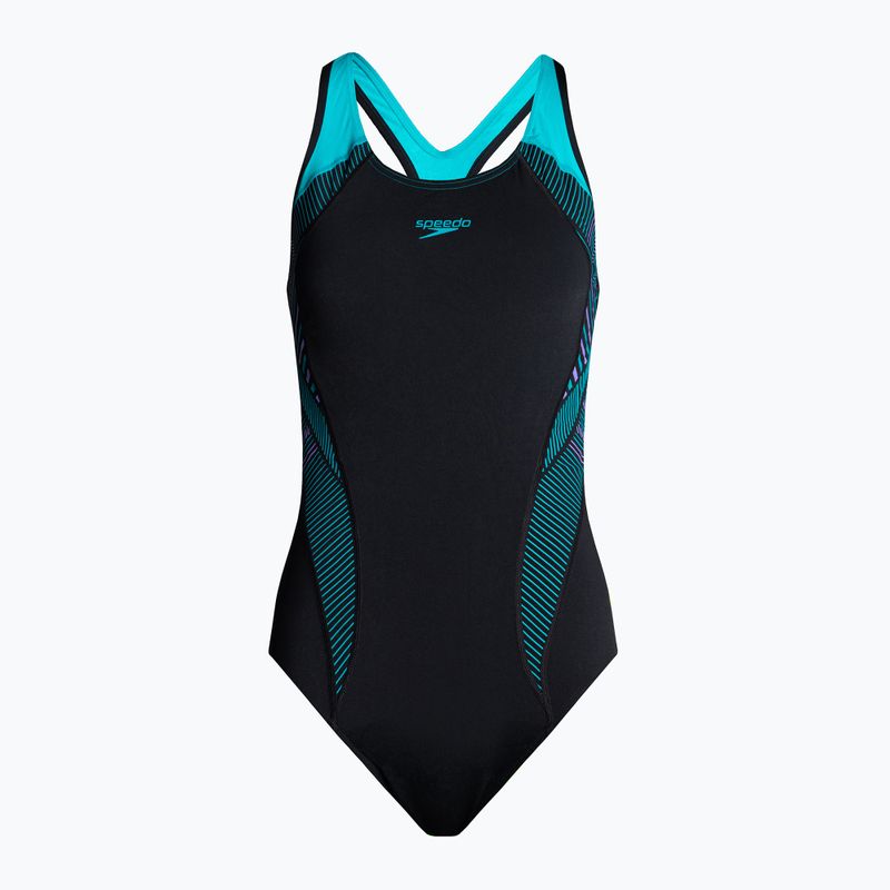 Strój pływacki jednoczęściowy damski Speedo Plastisol Laneback black/aquarium/miami lilac