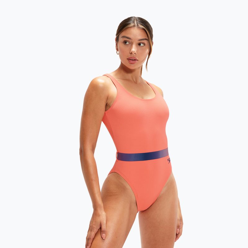 Strój pływacki jednoczęściowy damski Speedo Belted Deep U-Back soft coral/miami lilac/ammonite 4