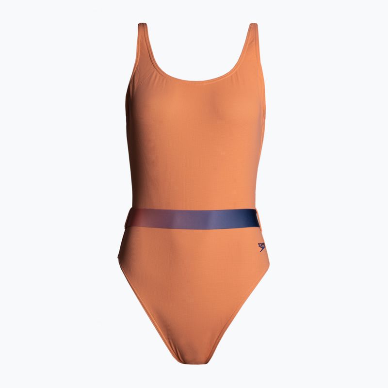 Strój pływacki jednoczęściowy damski Speedo Belted Deep U-Back soft coral/miami lilac/ammonite