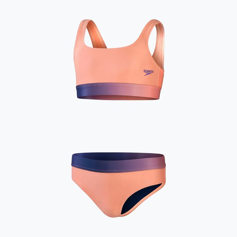 Strój pływacki dwuczęściowy dziecięcy Speedo Contrast Band Two Piece soft coral/miami lilac 2