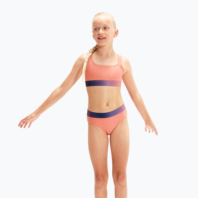 Strój  pływacki dwuczęściowy dziecięcy Speedo Contrast Band Jr Two Piece soft coral/miami lilac 6