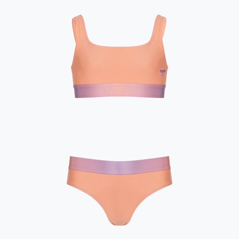 Strój pływacki dwuczęściowy dziecięcy Speedo Contrast Band Two Piece soft coral/miami lilac