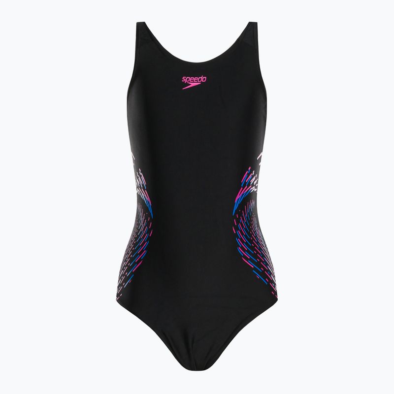 Strój pływacki jednoczęściowy dziecięcy Speedo Plastisol Placement Muscleback black/rose violet