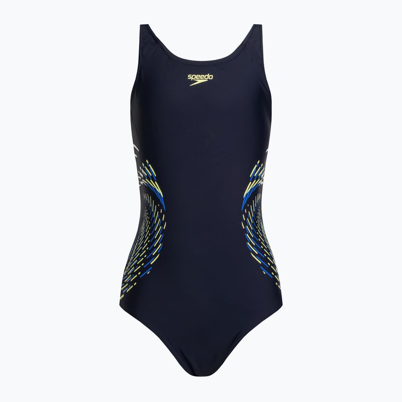 Strój pływacki jednoczęściowy dziecięcy Speedo Plastisol Placement Muscleback true navy/bondi blue