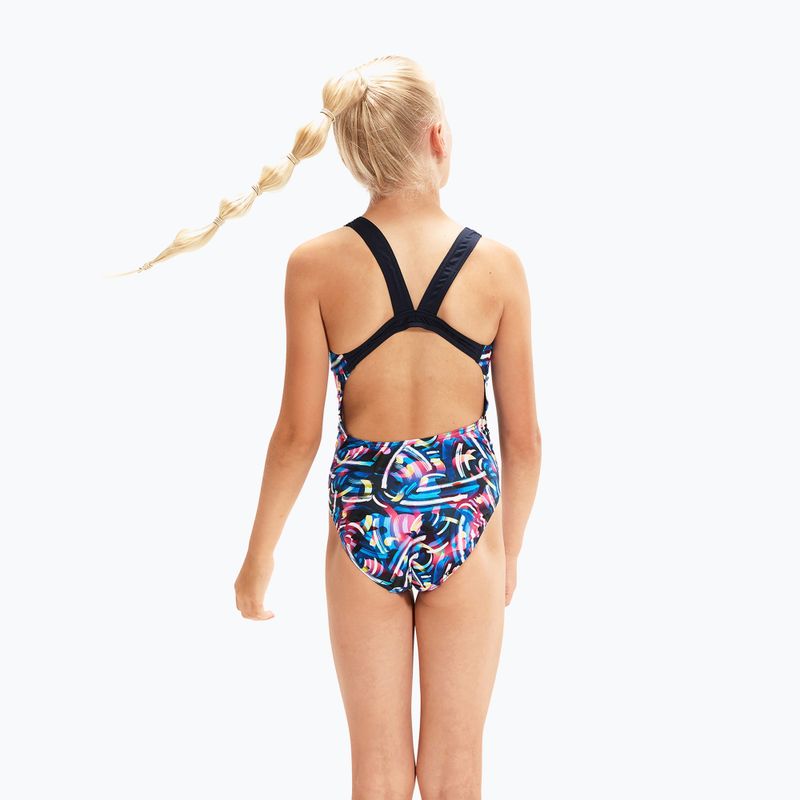 Strój pływacki jednoczęściowy dziecięcy Speedo Digital Allover Leaderback tr navy/black/flame blue 4